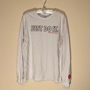 Nike White Long Sleeve with Red Text